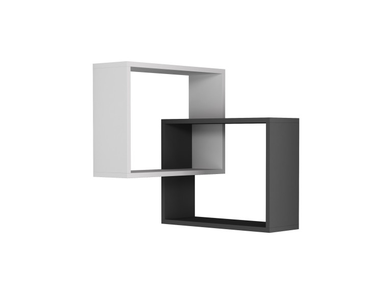 Set van 2 houten hoekwandplanken "Ring" - 68 x 60 x 68 cm - Antracietgrijs