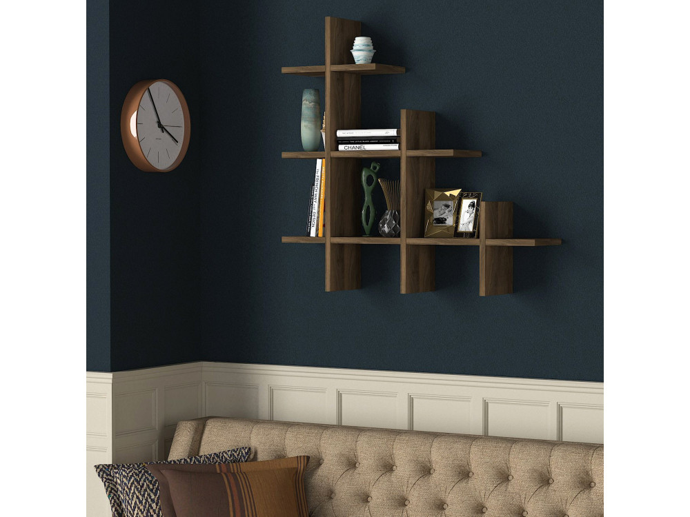 Houten wandplank "Juke" - 76 x 18 x 80 cm - Bruin