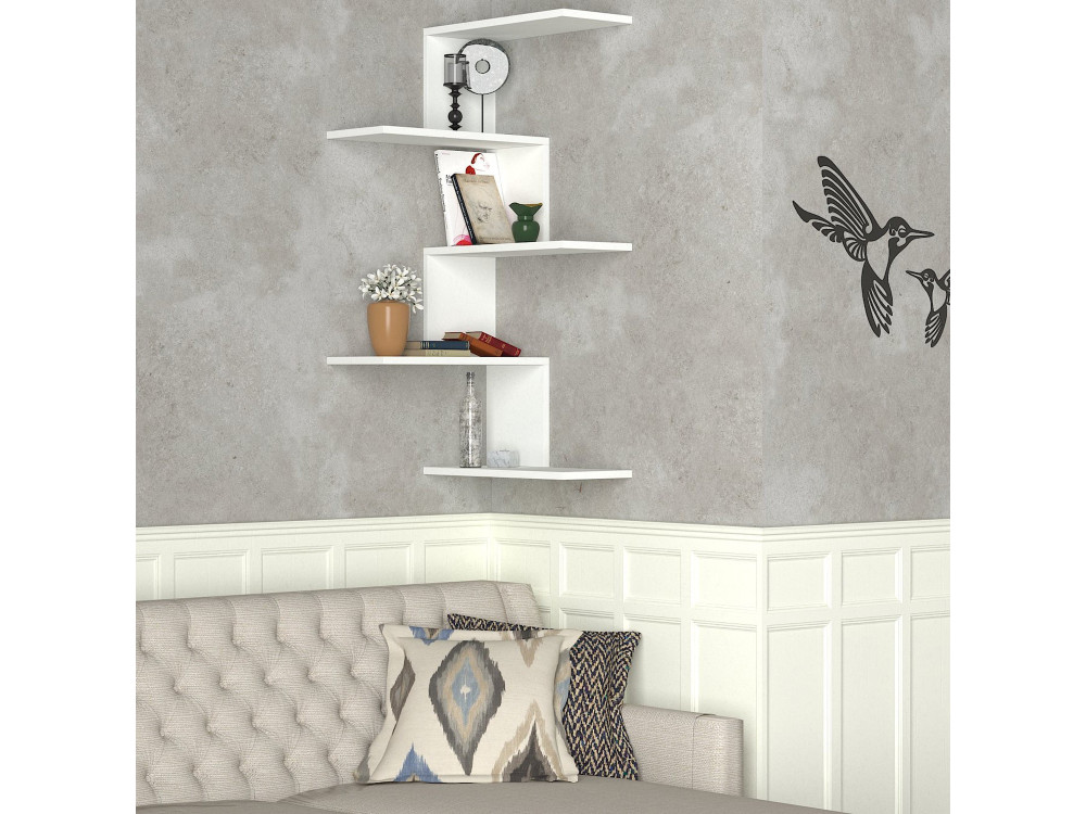 Houten wandplank "Caniko" - 51 x 29 x 109 cm - Wit