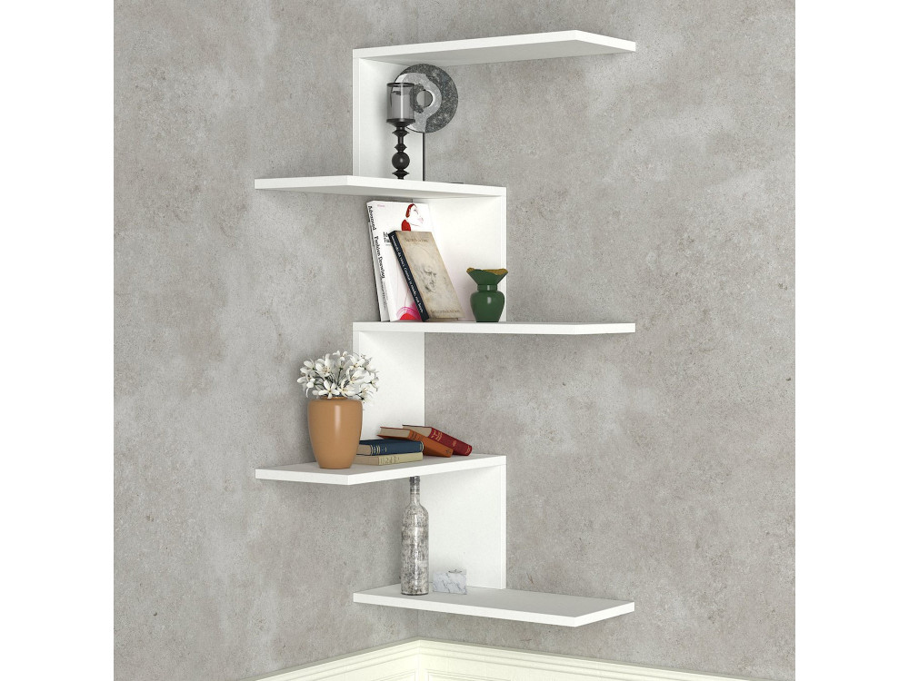 Houten wandplank "Caniko" - 51 x 29 x 109 cm - Wit