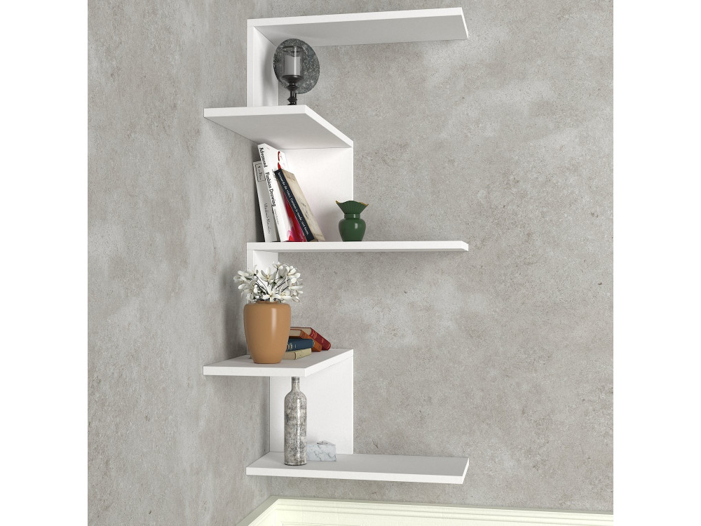 Houten wandplank "Caniko" - 51 x 29 x 109 cm - Wit