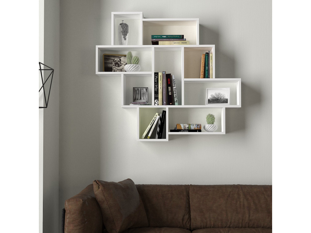 Houten wandplank "Parola" - 115 x 15 x 103 cm - Wit