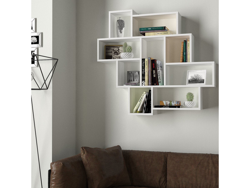Houten wandplank "Parola" - 115 x 15 x 103 cm - Wit