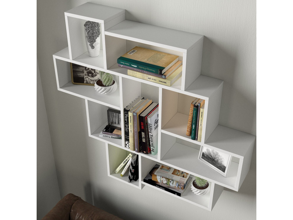 Houten wandplank "Parola" - 115 x 15 x 103 cm - Wit