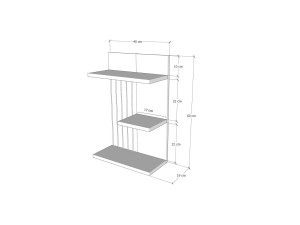 Kinik" houten wandplank - 40 x 19 x 60 cm - Wit