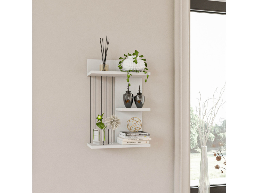 Kinik" houten wandplank - 40 x 19 x 60 cm - Wit