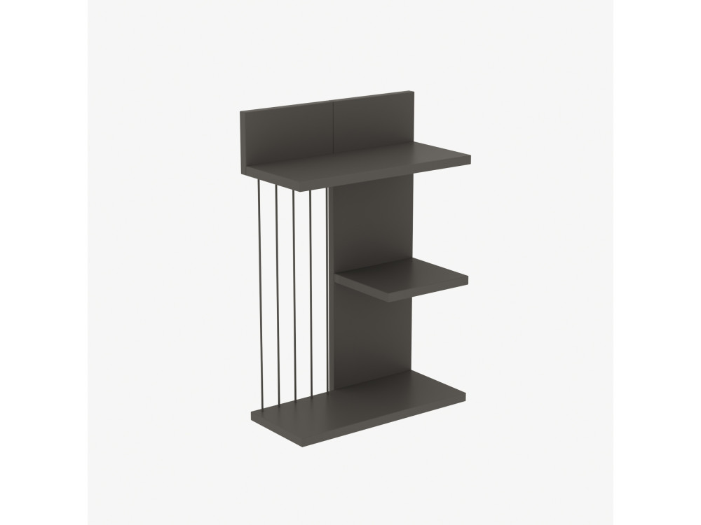 Kinik" houten wandplank - 40 x 19 x 60 cm - Antracietgrijs