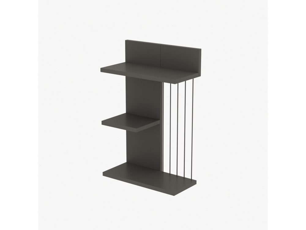 Kinik" houten wandplank - 40 x 19 x 60 cm - Antracietgrijs