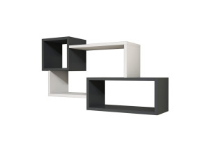 Afro" houten wandplank - 90 x 20 x 51 cm - Antraciet grijs