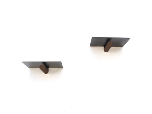 WR042" set van 2 metalen wandplanken - 21 x 6 x 15 cm - Zwart