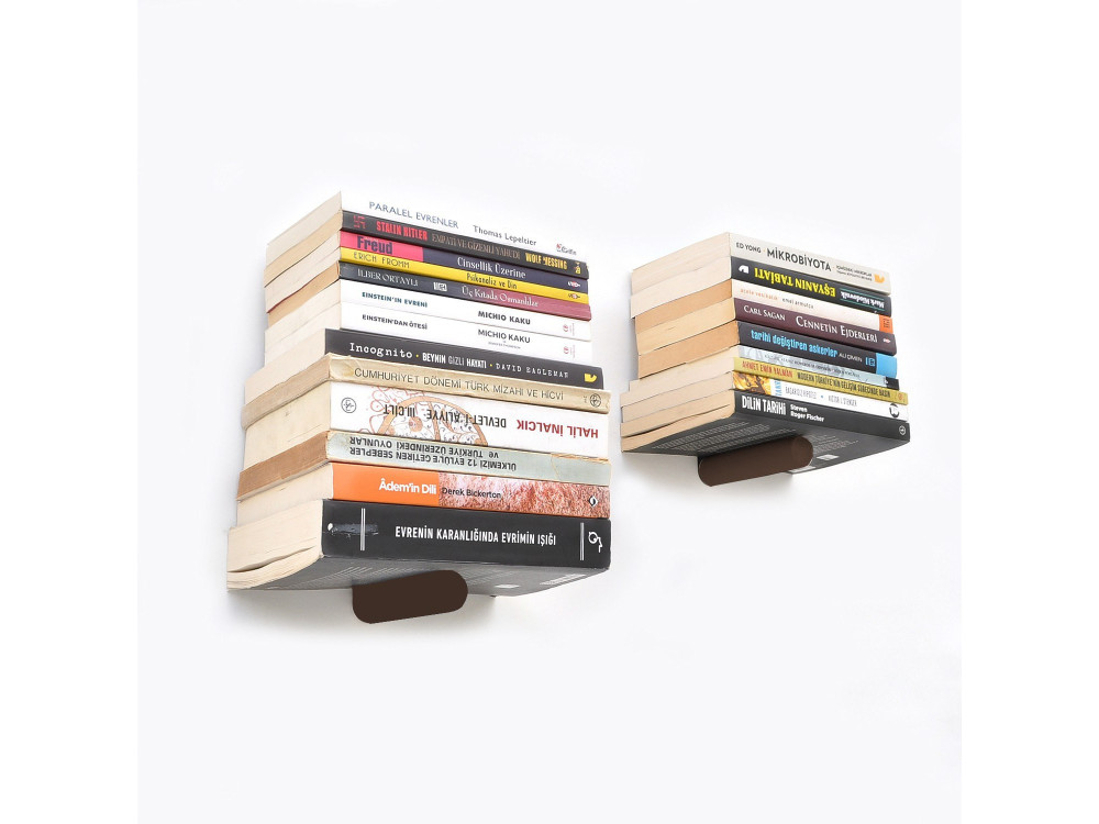 WR042" set van 2 metalen wandplanken - 21 x 6 x 15 cm - Zwart