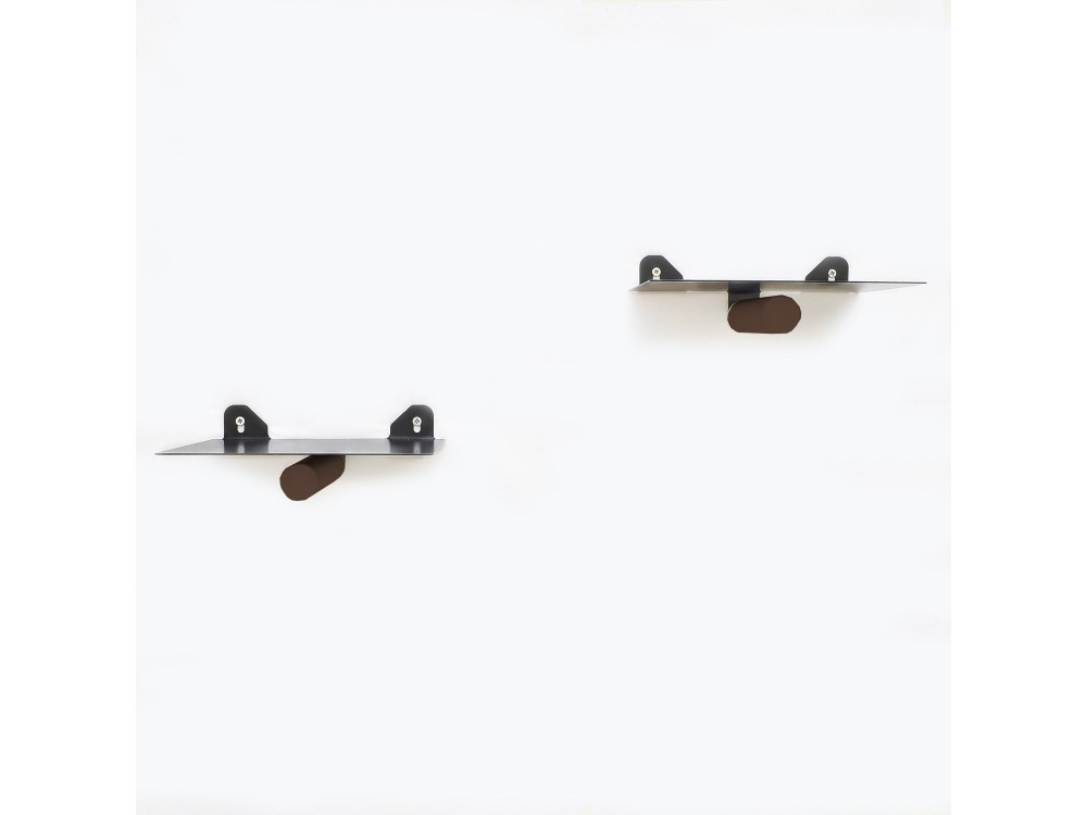 WR042" set van 2 metalen wandplanken - 21 x 6 x 15 cm - Zwart