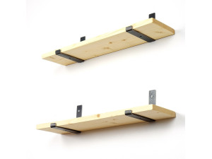 Set van 2 houten wandplanken "LAM008" - 60 x 14 x 16 cm - Beige