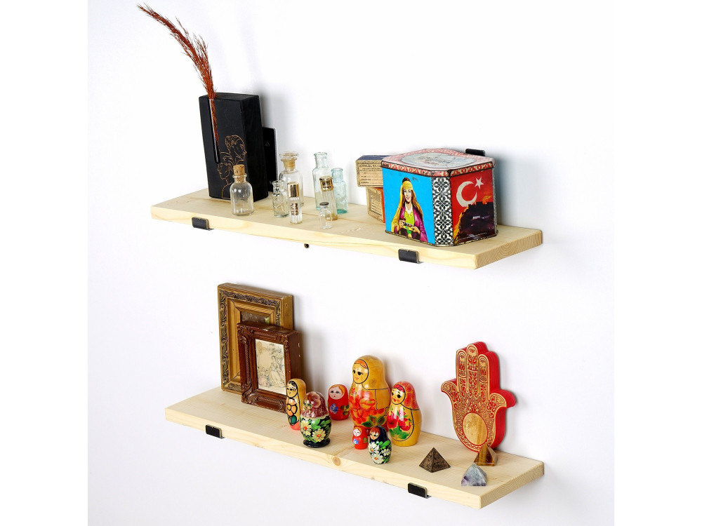 Set van 2 houten wandplanken "LAM008" - 60 x 14 x 16 cm - Beige