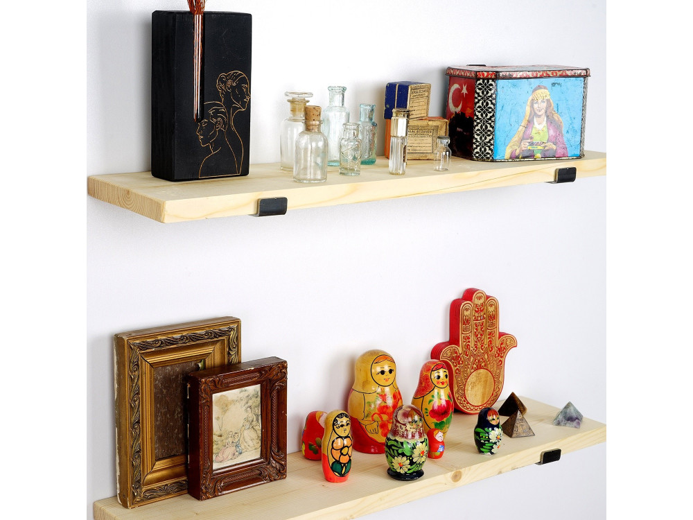 Set van 2 houten wandplanken "LAM008" - 60 x 14 x 16 cm - Beige