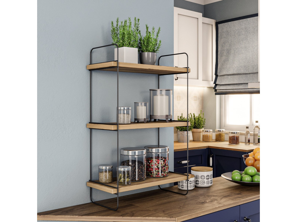 Pulalis" houten wandplank - 40 x 20 x 66 cm - Beige
