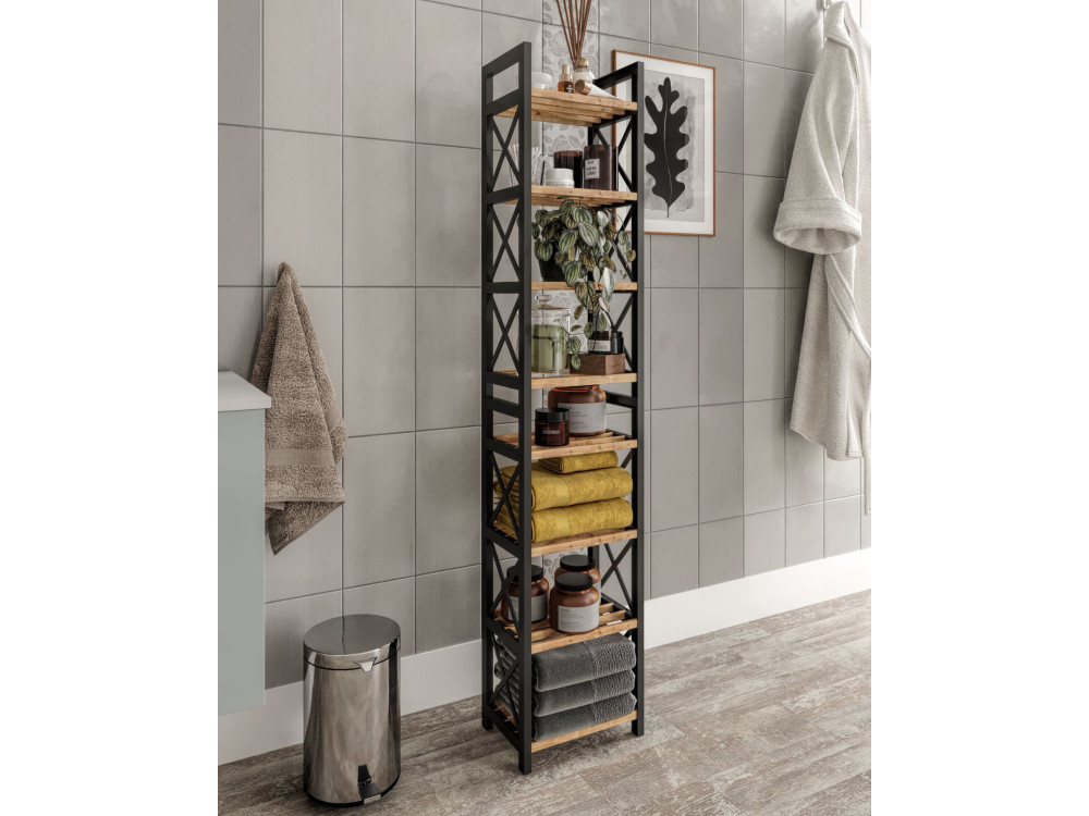 Mini" multifunctionele houten plank 23 x 18 x 128 cm - Zwart