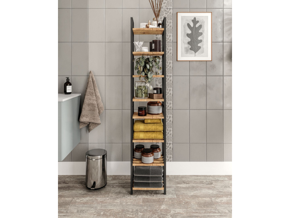 Mini" multifunctionele houten plank 23 x 18 x 128 cm - Zwart