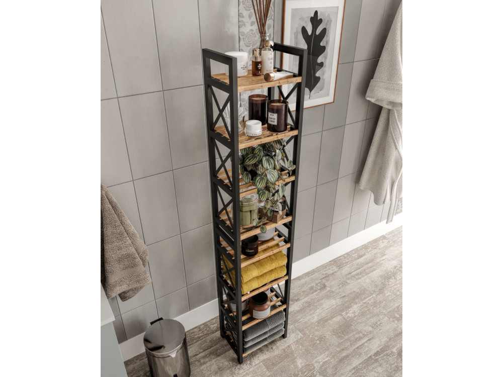 Mini" multifunctionele houten plank 23 x 18 x 128 cm - Zwart