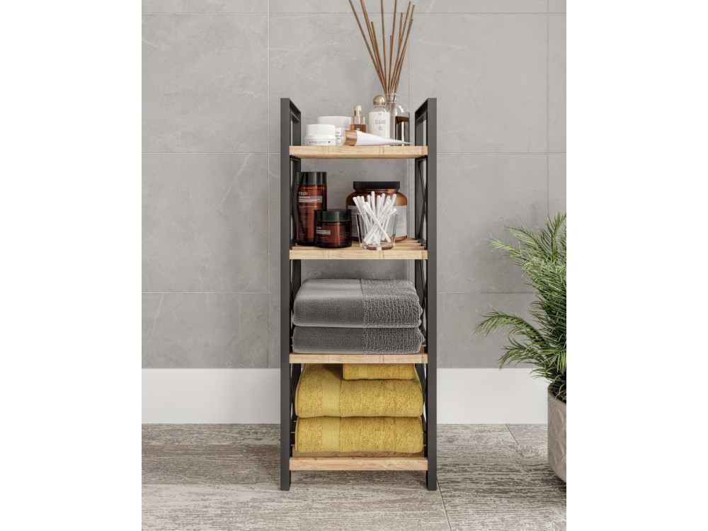 Mini" multifunctionele houten plank - 23 x 18 x 64 cm - Zwart