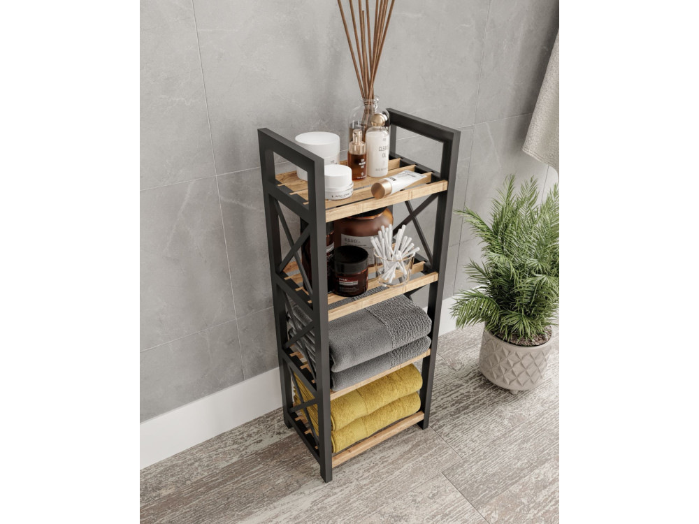 Mini" multifunctionele houten plank - 23 x 18 x 64 cm - Zwart