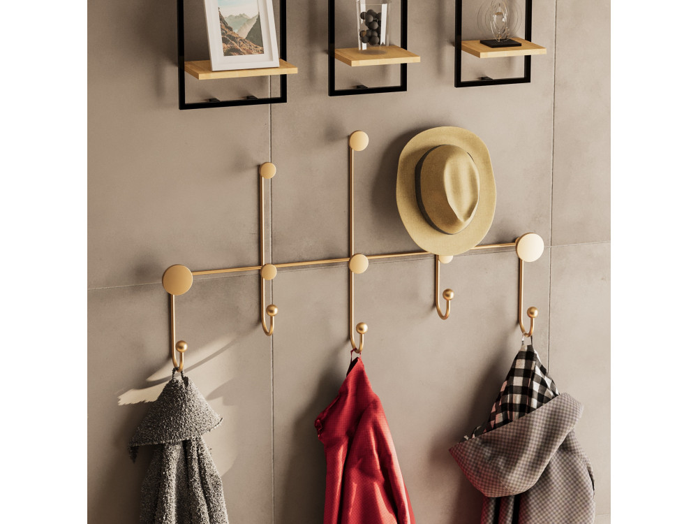Metalen wandhaak "iyon-A" - 80 x 10 x 45 cm - Goud