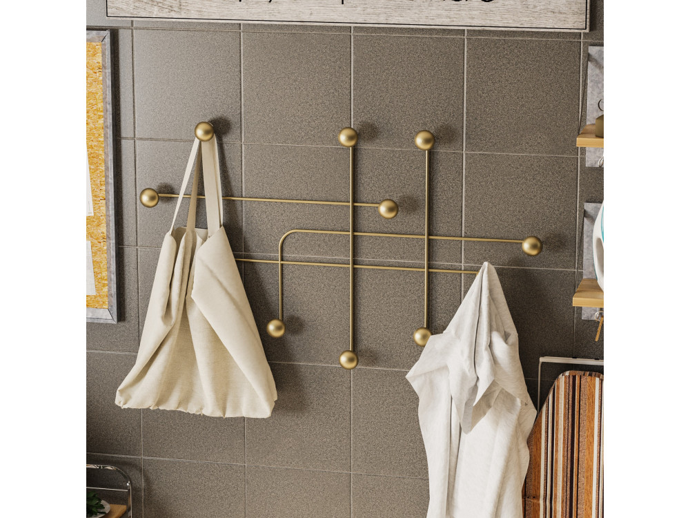 Metalen wandhaak "Samara" - 107 x 10 x 64 cm - Goud