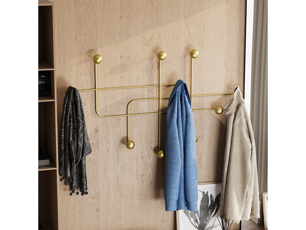 Metalen wandhaak "Samara" - 107 x 10 x 64 cm - Goud