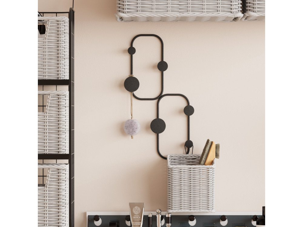 Metalen wandhaak "Lieveheersbeestje" - 26 x 5 x 48 cm - Zwart