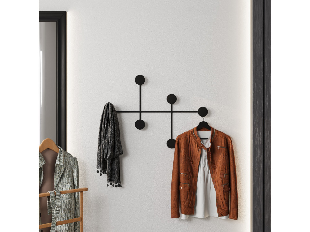 Metalen wandhaak "Dama" - 82 x 10 x 60 cm - Zwart