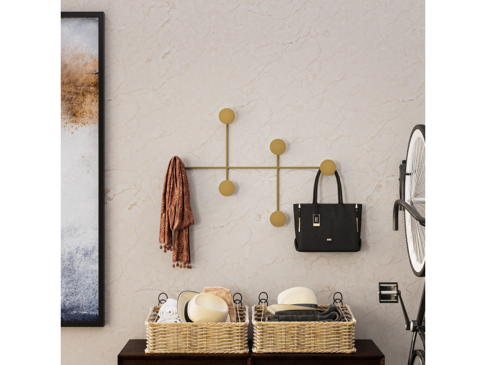 Metalen wandhaak "Dama" - 82 x 10 x 60 cm - Goud