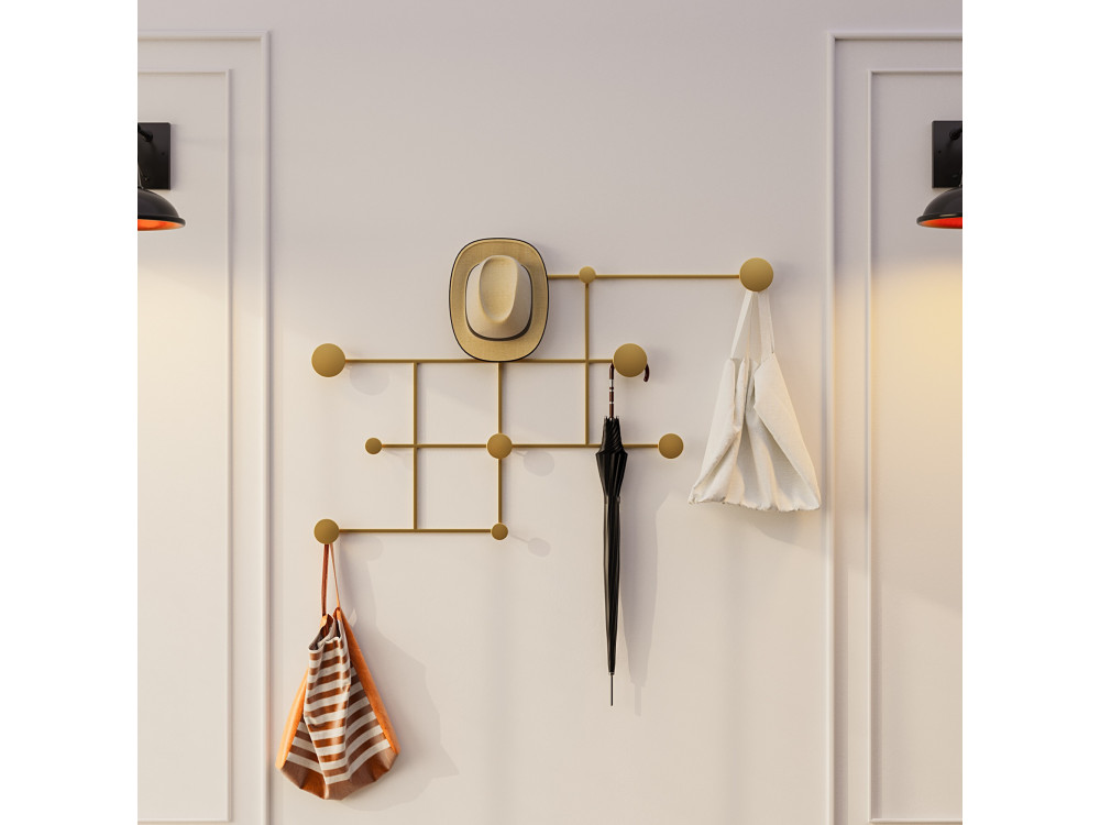 Metalen wandhaak "Fatara" - 112 x 10 x 64 cm - Goud