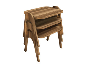 Set van 3 "Paris" houten salontafels - 48 x 35 x 72 cm - Bruin