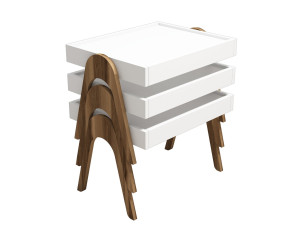 Set van 3 "Roma" houten salontafels - 53 x 40 x 64 cm - Wit