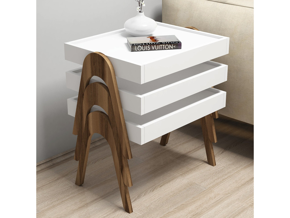 Set van 3 "Roma" houten salontafels - 53 x 40 x 64 cm - Wit