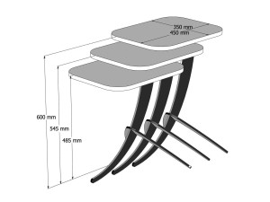 Set van 3 "Pion" houten salontafels - 45 x 35 x 60 cm - Bruin