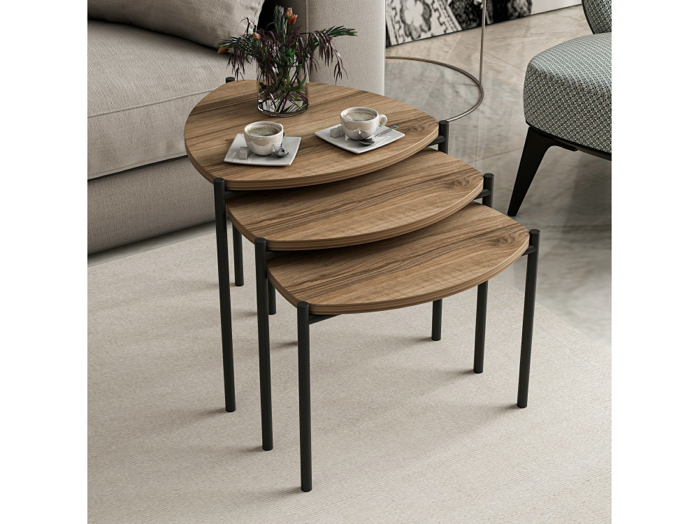 Set van 3 "Lenny" houten salontafels - 45 x 45 x 45 cm - Bruin