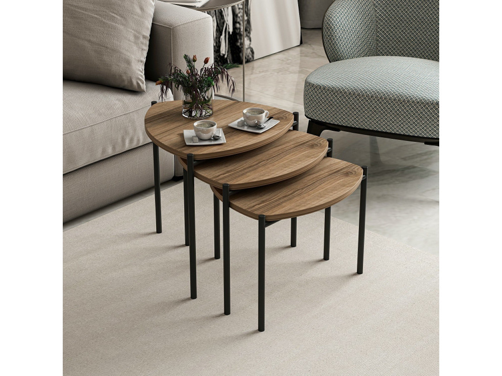 Set van 3 "Lenny" houten salontafels - 45 x 45 x 45 cm - Bruin
