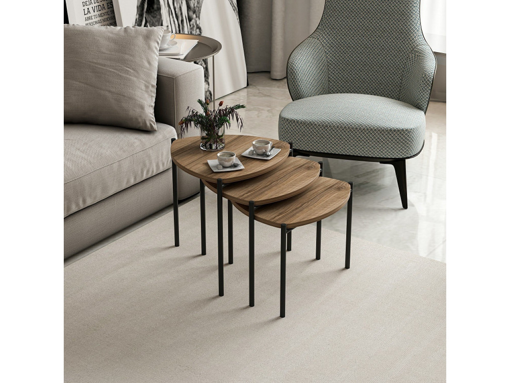 Set van 3 "Lenny" houten salontafels - 45 x 45 x 45 cm - Bruin