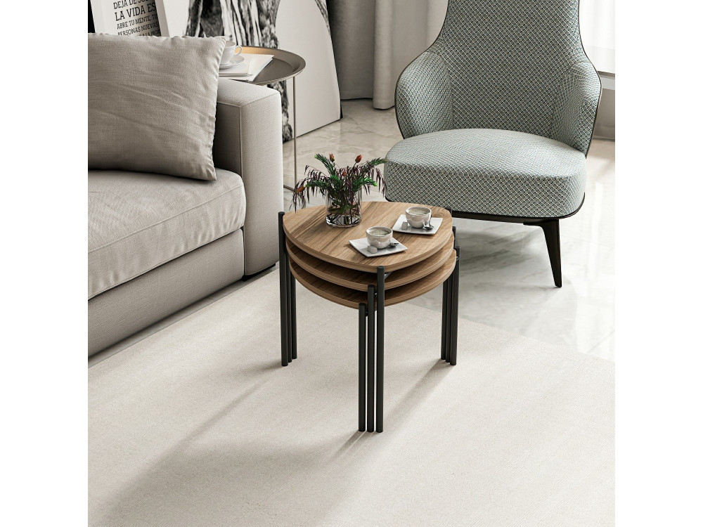 Set van 3 "Lenny" houten salontafels - 45 x 45 x 45 cm - Bruin