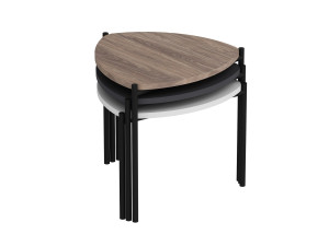 Set van 3 "Lenny" houten salontafels - 45 x 45 x 45 cm - Veelkleurig