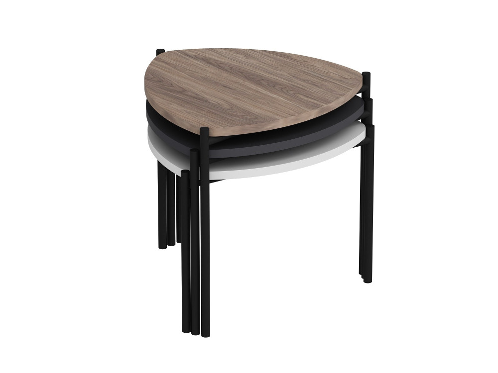 Set van 3 "Lenny" houten salontafels - 45 x 45 x 45 cm - Veelkleurig
