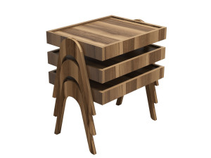 Set van 3 "Roma" houten nesttafels - 54 x 40 x 64 cm - Bruin