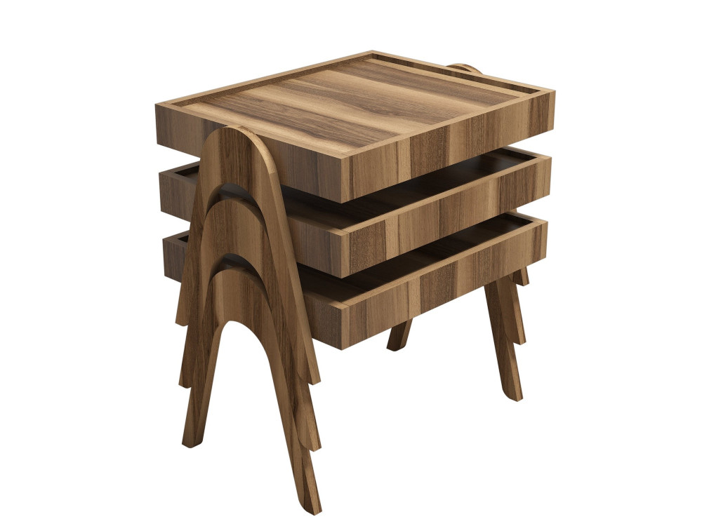 Set van 3 "Roma" houten nesttafels - 54 x 40 x 64 cm - Bruin
