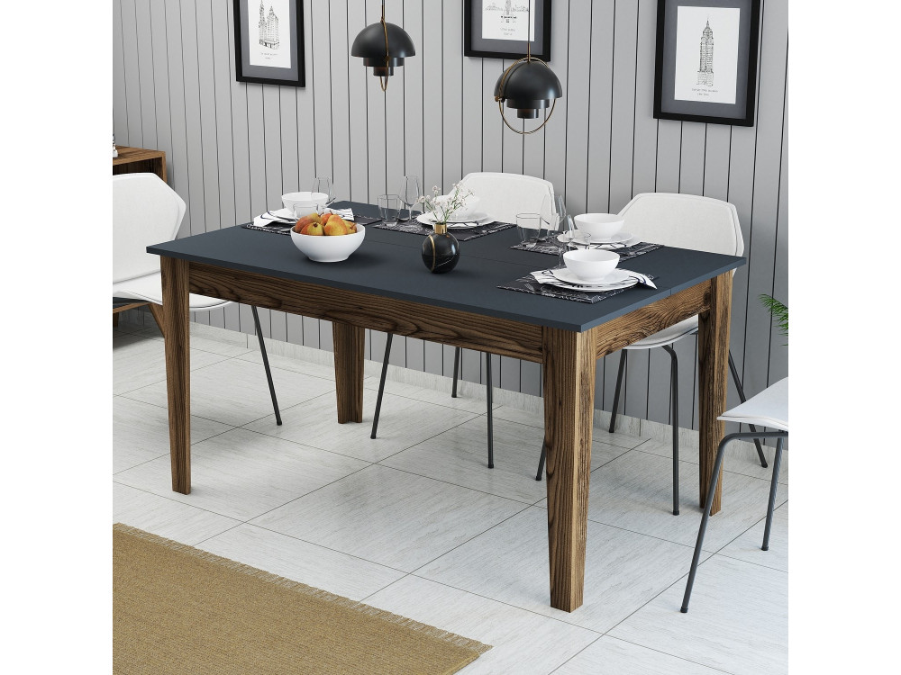 Houten eettafel "Milan500" - 145 x 88 x 75 cm - Antracietgrijs