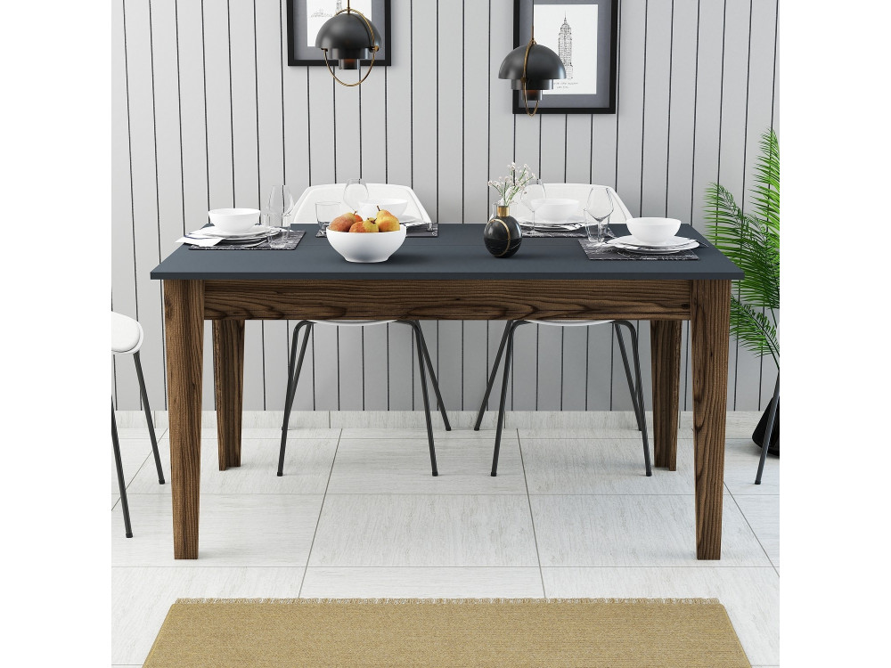 Houten eettafel "Milan500" - 145 x 88 x 75 cm - Antracietgrijs