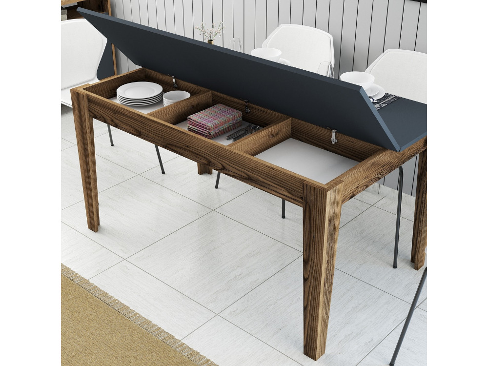 Houten eettafel "Milan500" - 145 x 88 x 75 cm - Antracietgrijs