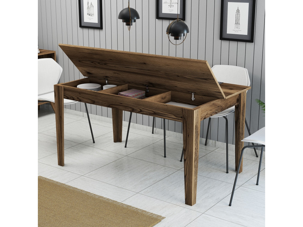 Houten eettafel "Milan500" - 145 x 88 x 75 cm - Bruin