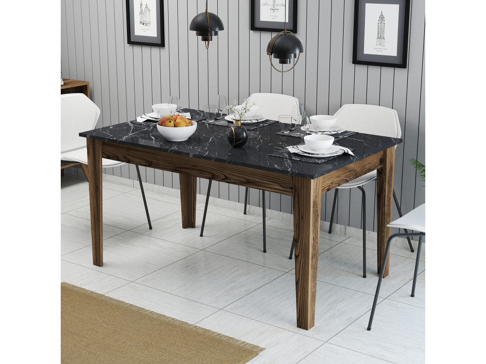 Houten eettafel "Milan500" - 145 x 88 x 75 cm - Zwart
