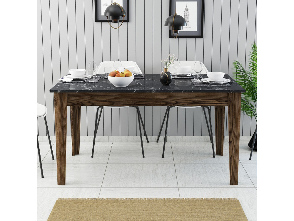 Houten eettafel "Milan500" - 145 x 88 x 75 cm - Zwart